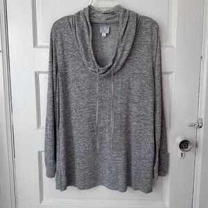3/$20💥 Sunday Women’s Pullover Sweatshirt XL Drawstring Cowl‎ Neck Gray Casual